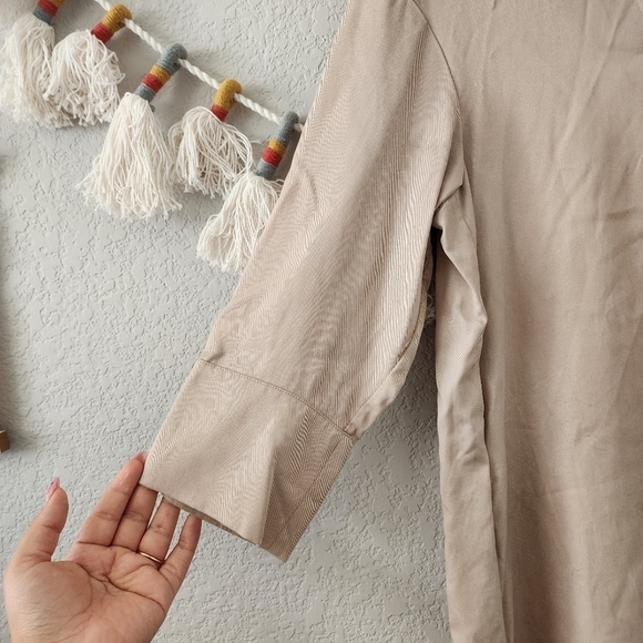 COS Lyocell Aline Zip Half Sleeve Beige Shirtdress Minimalist Boho Neutral 6 - Picture 5 of 11